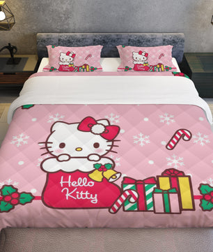 Hello Kitty Christmas Bedding Set for a Joyful Season Pink Quilted - Lusy Store LLC
