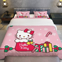 Hello Kitty Christmas Bedding Set for a Joyful Season Pink Quilted - Lusy Store LLC