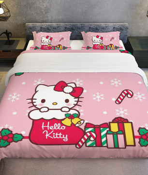 Hello Kitty Christmas Bedding Set for a Joyful Season Pink Quilted - Lusy Store LLC