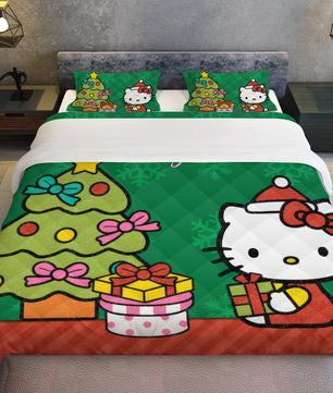 Hello Kitty Christmas Bedding Set Quilted Comfort Festive Feline Delight - Lusy Store LLC