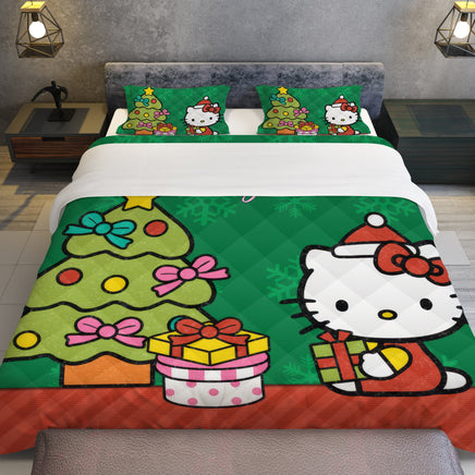 Hello Kitty Christmas Bedding Set Quilted Comfort Festive Feline Delight - Lusy Store LLC