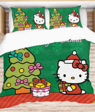 Hello Kitty Christmas Bedding Set Quilted Comfort Festive Feline Delight - Lusy Store LLC