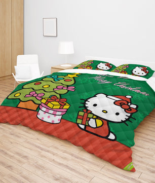 Hello Kitty Christmas Bedding Set Quilted Comfort Festive Feline Delight - Lusy Store LLC