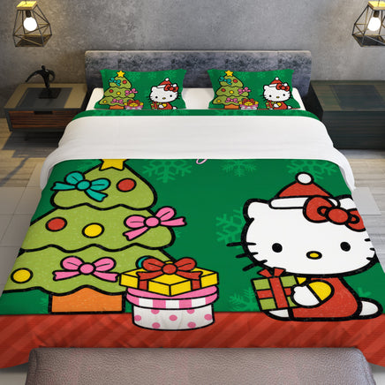 Hello Kitty Christmas Bedding Set Quilted Comfort Festive Feline Delight - Lusy Store LLC