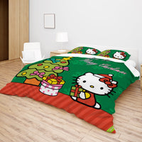 Hello Kitty Christmas Bedding Set Quilted Comfort Festive Feline Delight - Lusy Store LLC