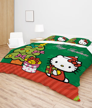 Hello Kitty Christmas Bedding Set Quilted Comfort Festive Feline Delight - Lusy Store LLC