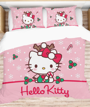 Hello Kitty Christmas Bedding Set to Spread Holiday Cheer Pink Bedding Set for a Charming Bedroom - Lusy Store LLC