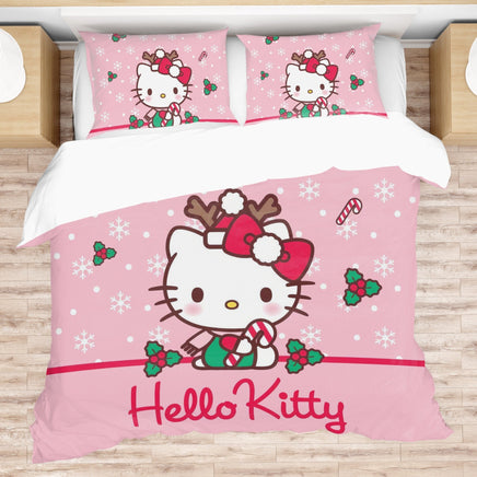 Hello Kitty Christmas Bedding Set to Spread Holiday Cheer Pink Bedding Set for a Charming Bedroom - Lusy Store LLC