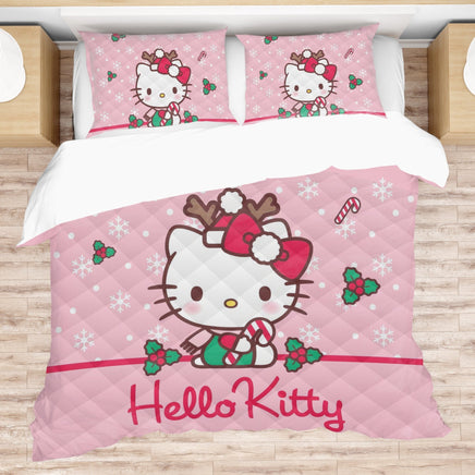 Hello Kitty Christmas Bedding Set to Spread Holiday Cheer Pink Bedding Set for a Charming Bedroom - Lusy Store LLC