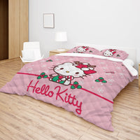 Hello Kitty Christmas Bedding Set to Spread Holiday Cheer Pink Bedding Set for a Charming Bedroom - Lusy Store LLC