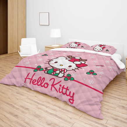 Hello Kitty Christmas Bedding Set to Spread Holiday Cheer Pink Bedding Set for a Charming Bedroom - Lusy Store LLC