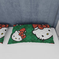 Hello Kitty Christmas Quilted Bedding Set Green Cozy Christmas Cuddles - Lusy Store LLC