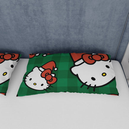 Hello Kitty Christmas Quilted Bedding Set Green Cozy Christmas Cuddles - Lusy Store LLC