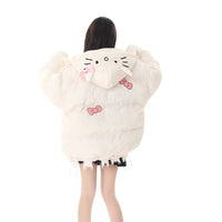 Hello Kitty Coat Hooded Cotton Soft Versatile Korean Version Loose Padded Jackets Y2k Kawaii Women Clothes Apricot