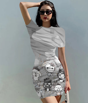 Hello Kitty Dress Slim Bodycon Dress - DS09 - Lusy Store LLC