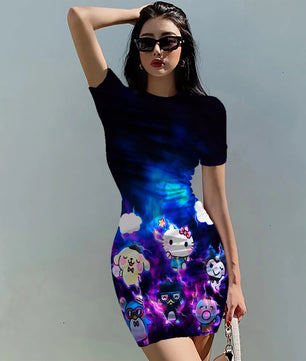 Hello Kitty Dress Slim Bodycon Dress - DS09 - Lusy Store LLC