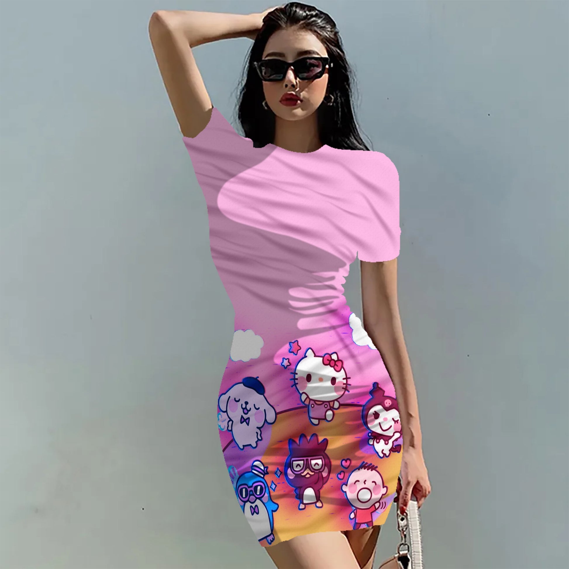 Hello Kitty Dress Slim Bodycon Dress - DS09 - Lusy Store LLC