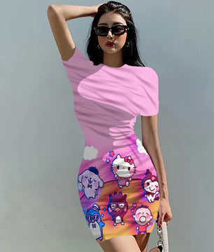 Hello Kitty Dress Slim Bodycon Dress - DS09 - Lusy Store LLC