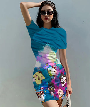 Hello Kitty Dress Slim Bodycon Dress - DS09 - Lusy Store LLC