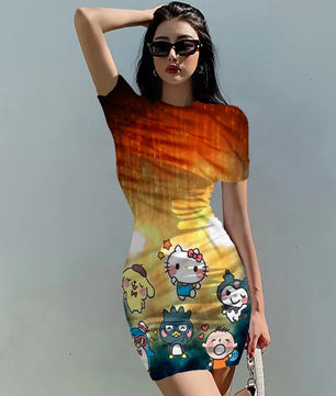 Hello Kitty Dress Slim Bodycon Dress - DS09 - Lusy Store LLC