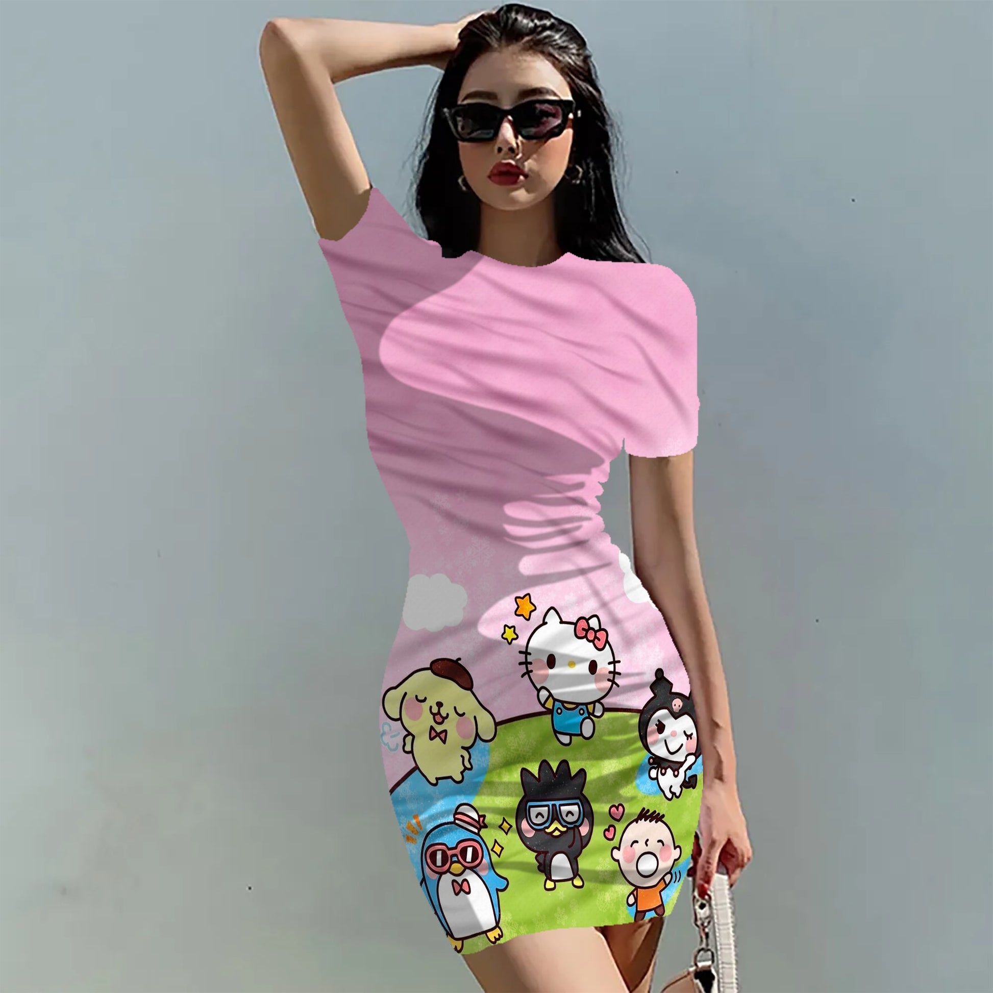 Hello Kitty Dress Slim Bodycon Dress - DS09 - Lusy Store LLC