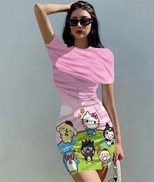 Hello Kitty Dress Slim Bodycon Dress - DS09 - Lusy Store LLC