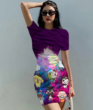 Hello Kitty Dress Slim Bodycon Dress - DS09 - Lusy Store LLC
