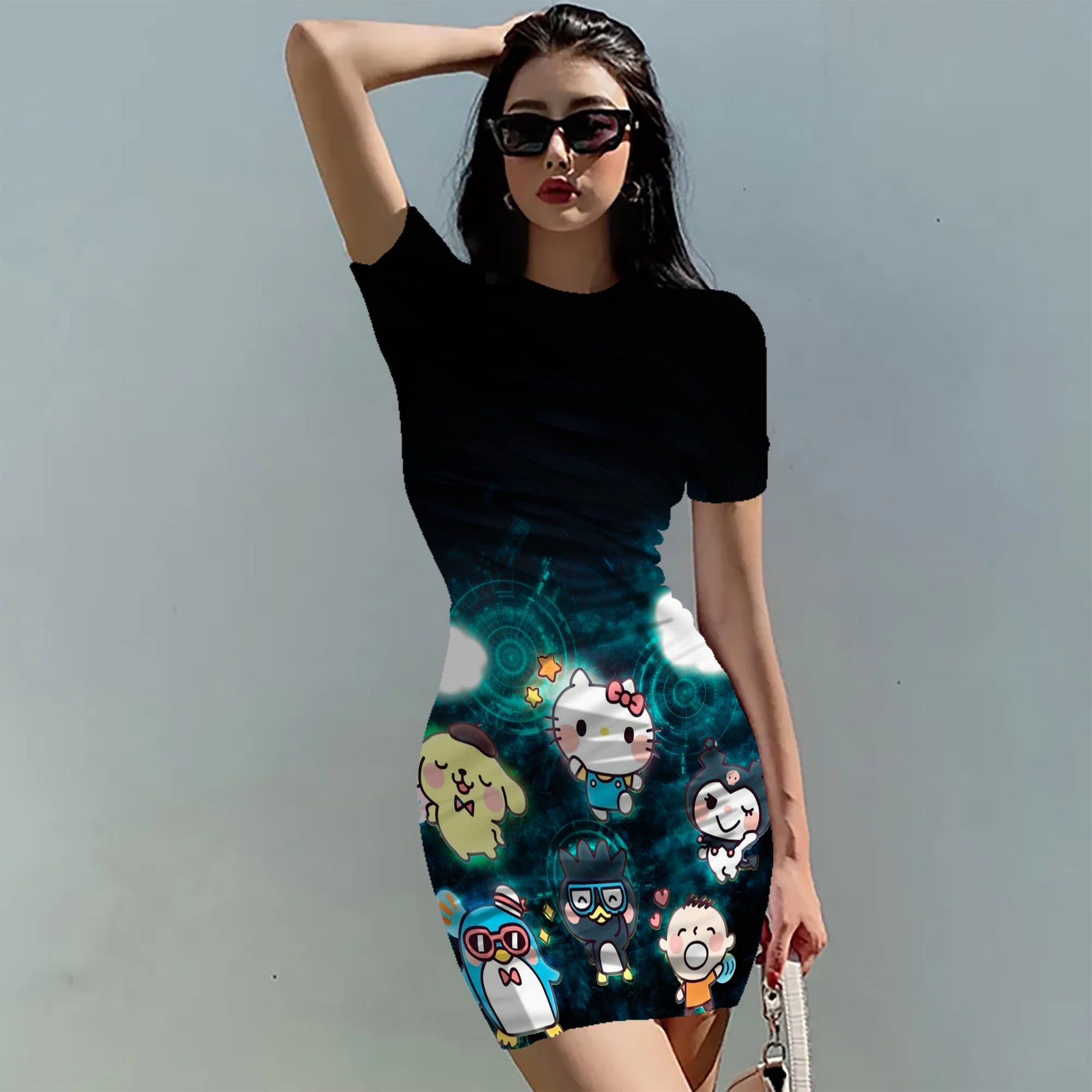 Hello Kitty Dress Slim Bodycon Dress - DS09 - Lusy Store LLC
