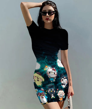 Hello Kitty Dress Slim Bodycon Dress - DS09 - Lusy Store LLC