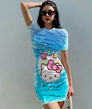 Hello Kitty Dress Slim Bodycon Dress - DS10 - Lusy Store LLC