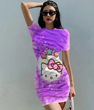Hello Kitty Dress Slim Bodycon Dress - DS10 - Lusy Store LLC