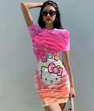 Hello Kitty Dress Slim Bodycon Dress - DS10 - Lusy Store LLC