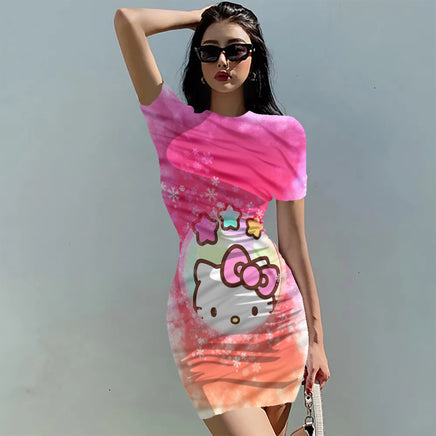 Hello Kitty Dress Slim Bodycon Dress - DS10 - Lusy Store LLC