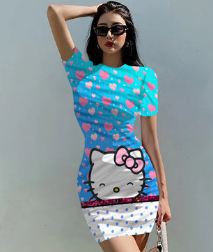 Hello Kitty Dress Slim Bodycon Dress - DS11 - Lusy Store LLC