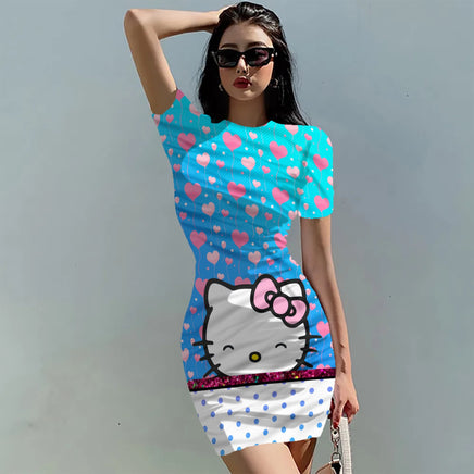 Hello Kitty Dress Slim Bodycon Dress - DS11 - Lusy Store LLC