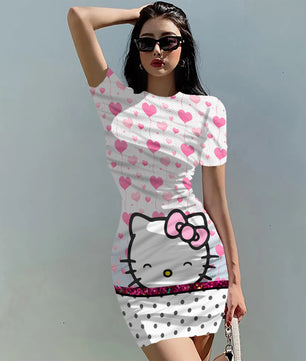 Hello Kitty Dress Slim Bodycon Dress - DS11 - Lusy Store LLC