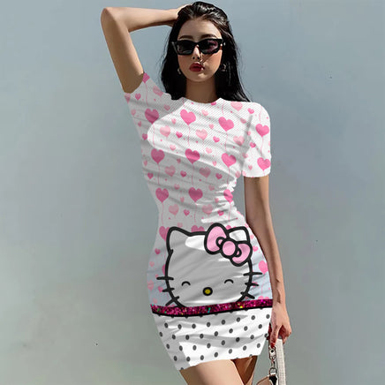 Hello Kitty Dress Slim Bodycon Dress - DS11 - Lusy Store LLC