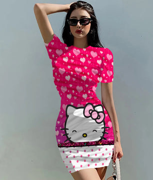 Hello Kitty Dress Slim Bodycon Dress - DS11 - Lusy Store LLC
