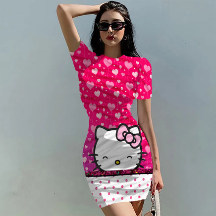 Hello Kitty Dress Slim Bodycon Dress - DS11 - Lusy Store LLC