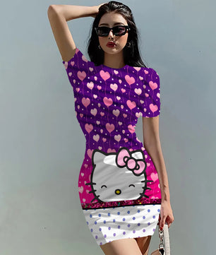 Hello Kitty Dress Slim Bodycon Dress - DS11 - Lusy Store LLC