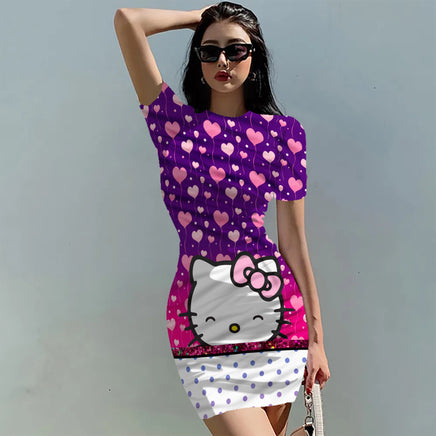 Hello Kitty Dress Slim Bodycon Dress - DS11 - Lusy Store LLC