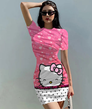 Hello Kitty Dress Slim Bodycon Dress - DS11 - Lusy Store LLC