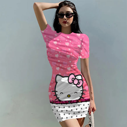 Hello Kitty Dress Slim Bodycon Dress - DS11 - Lusy Store LLC