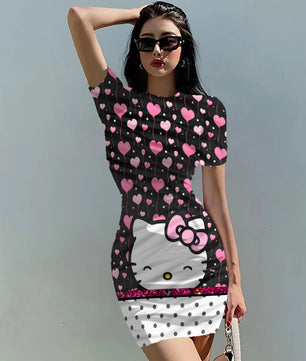 Hello Kitty Dress Slim Bodycon Dress - DS11 - Lusy Store LLC