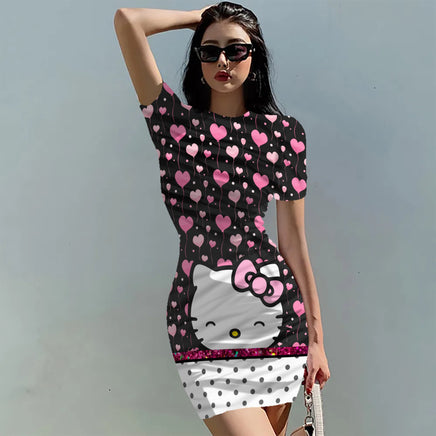 Hello Kitty Dress Slim Bodycon Dress - DS11 - Lusy Store LLC