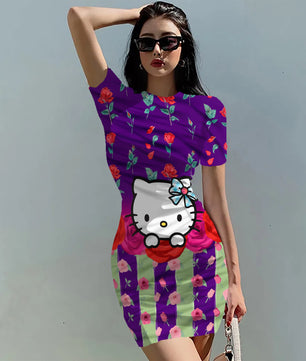 Hello Kitty Dress Slim Bodycon Dress - DS12 - Lusy Store LLC