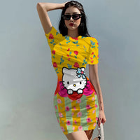 Hello Kitty Dress Slim Bodycon Dress - DS12 - Lusy Store LLC