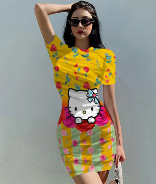 Hello Kitty Dress Slim Bodycon Dress - DS12 - Lusy Store LLC