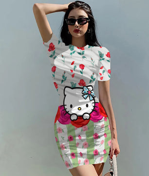 Hello Kitty Dress Slim Bodycon Dress - DS12 - Lusy Store LLC