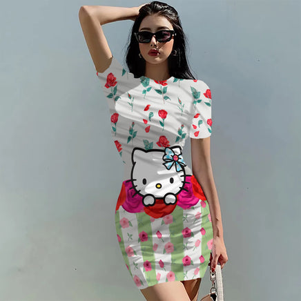 Hello Kitty Dress Slim Bodycon Dress - DS12 - Lusy Store LLC